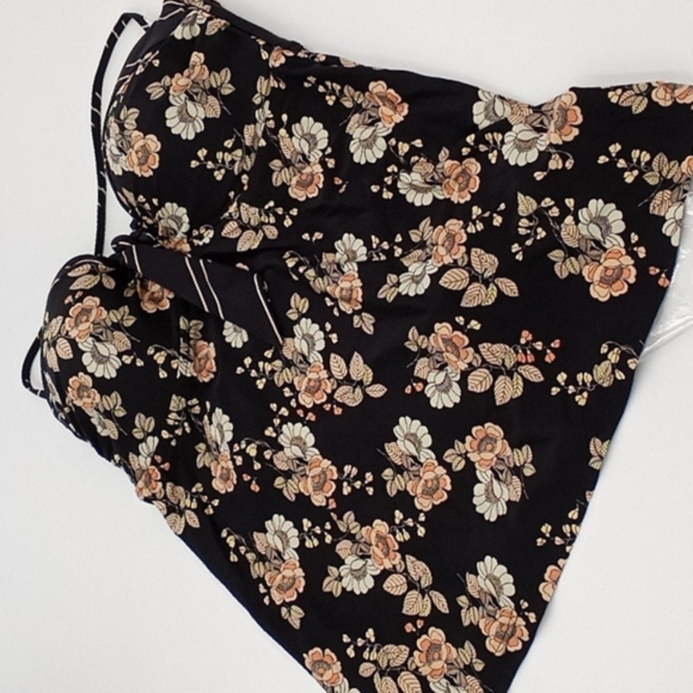 Seafolly Splendour Floral C/D‎ Cup Trapeze Top Reversible Hipster Bottom US10